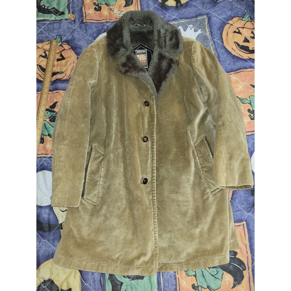 Vintage Mighty Mac Coat Size 44 Heavy Weight Corduroy Button Down‎ Fur Lined